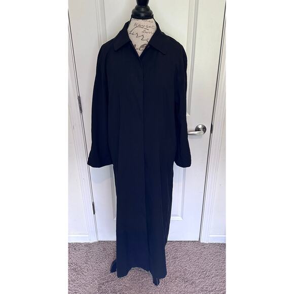 Sanyo NY Womens sz S Oversized Black Button Down Trench Coat City Chic Hong Kong - Picture 2 of 14